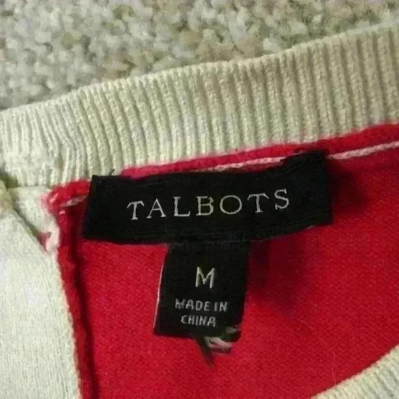 Talbots Womens Pullover Sweater Knitted Round Neck 3/4 Sleeves Pink Size Medium - Picture 6 of 6